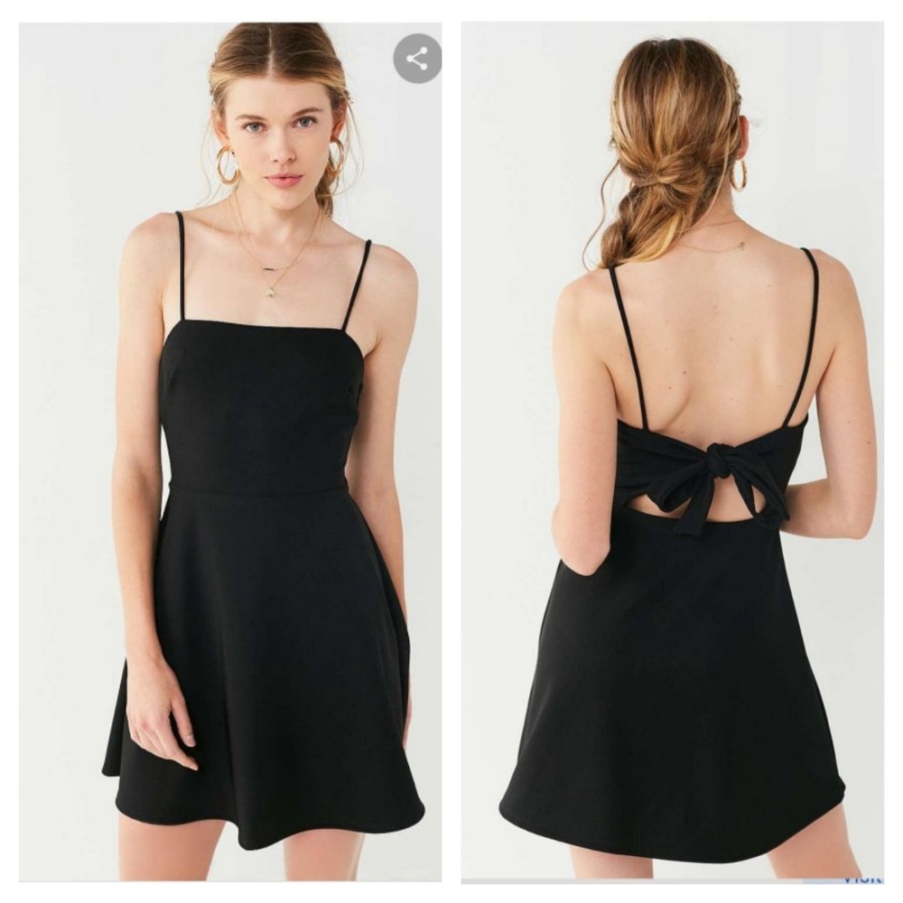 Urban Outfitters UO Black Textured Tie-Back Mini Dress